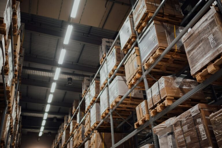 Aisle of racking inside a distribution warehouse