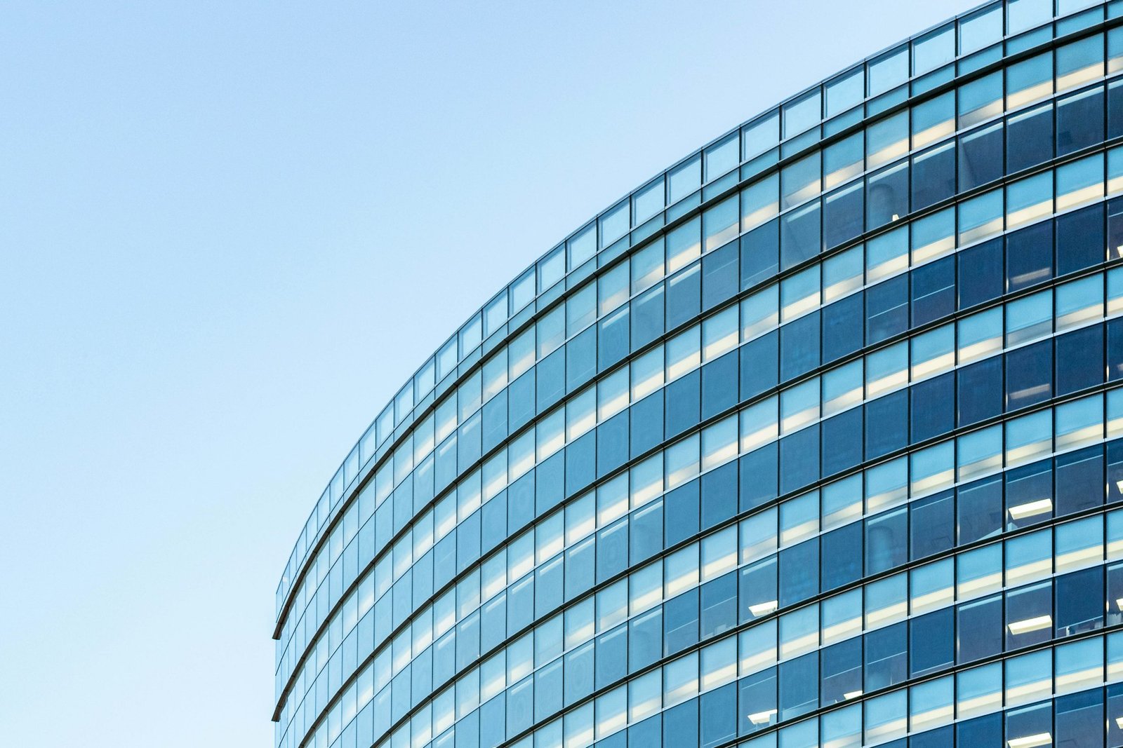 Glass and steel facade of a modern office building